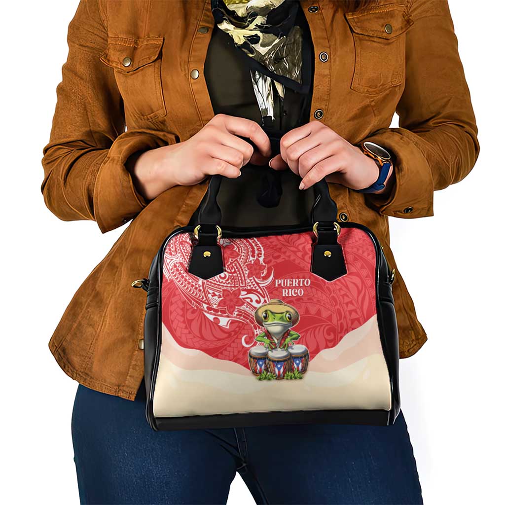 Puerto Rico Shoulder Handbag Coqui Frog With Polynesian Pattern - Polynesian Pride
