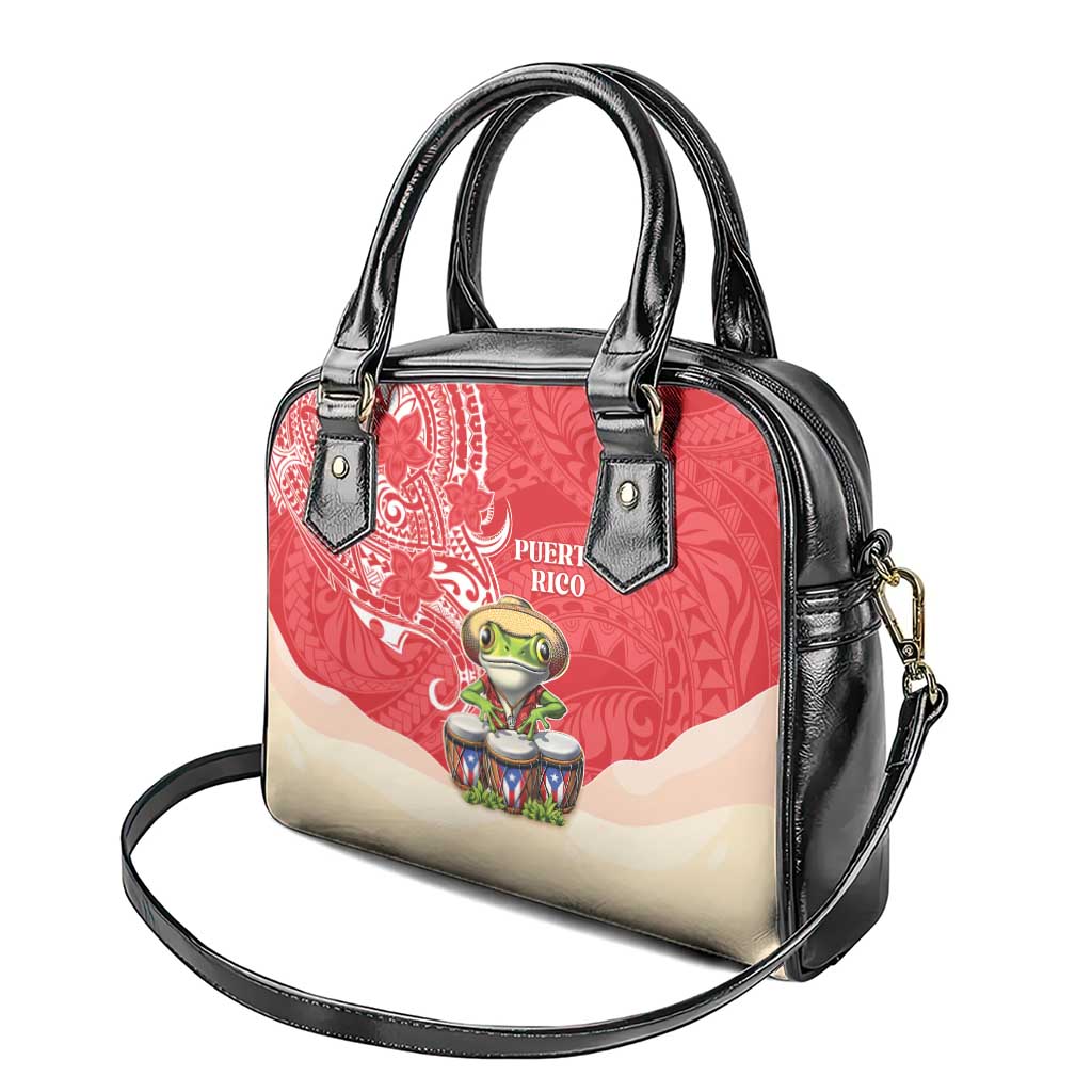 Puerto Rico Shoulder Handbag Coqui Frog With Polynesian Pattern - Polynesian Pride