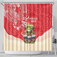Puerto Rico Shower Curtain Coqui Frog With Polynesian Pattern - Polynesian Pride