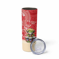 Personalized Puerto Rico Skinny Tumbler Coqui Frog With Polynesian Pattern - Polynesian Pride