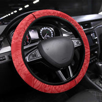 Puerto Rico Steering Wheel Cover Coqui Frog With Polynesian Pattern LT05 Universal Fit Red - Polynesian Pride