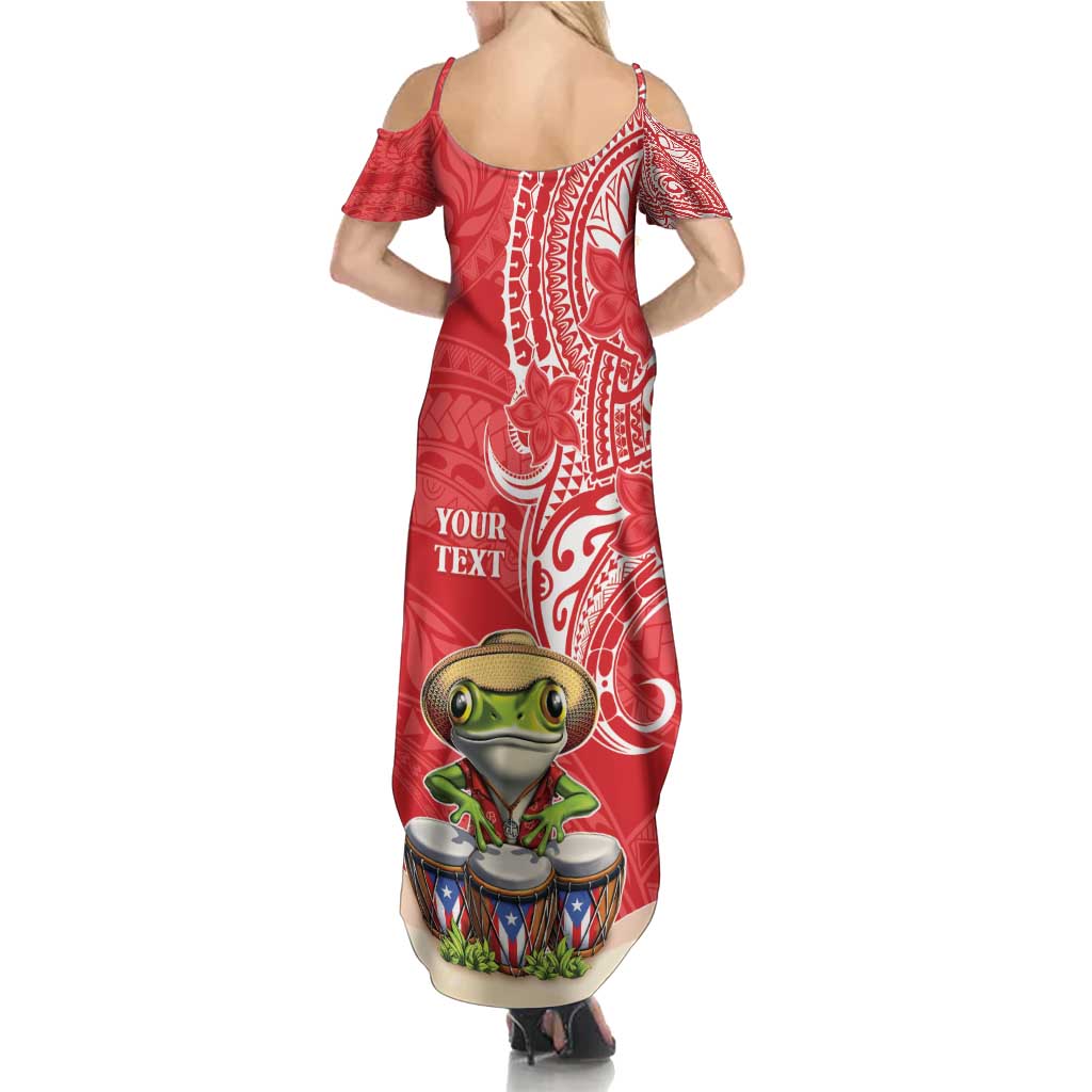 Personalized Puerto Rico Summer Maxi Dress Coqui Frog With Polynesian Pattern - Polynesian Pride