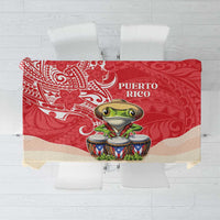 Puerto Rico Tablecloth Coqui Frog With Polynesian Pattern LT05 Red - Polynesian Pride