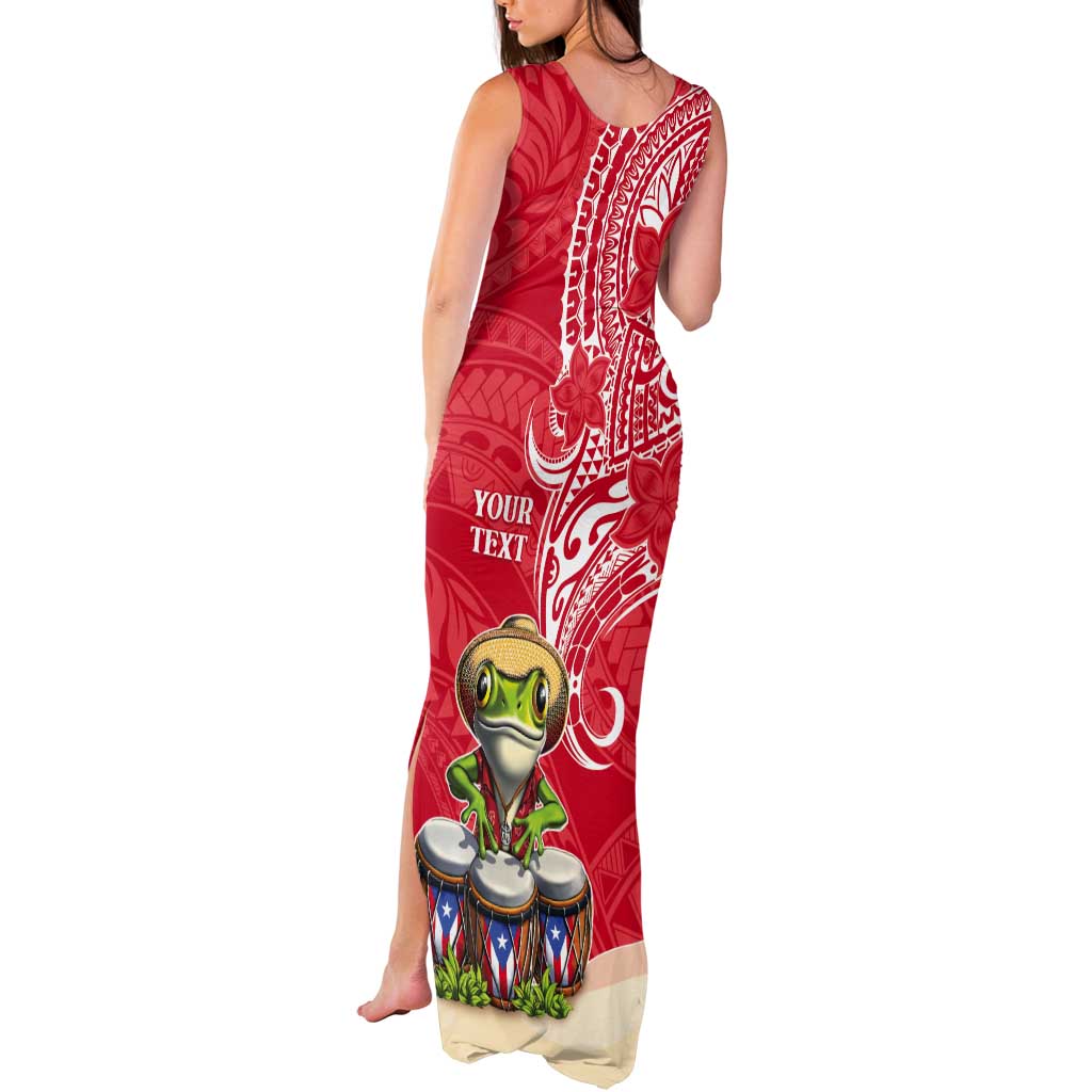 Personalized Puerto Rico Tank Maxi Dress Coqui Frog With Polynesian Pattern - Polynesian Pride