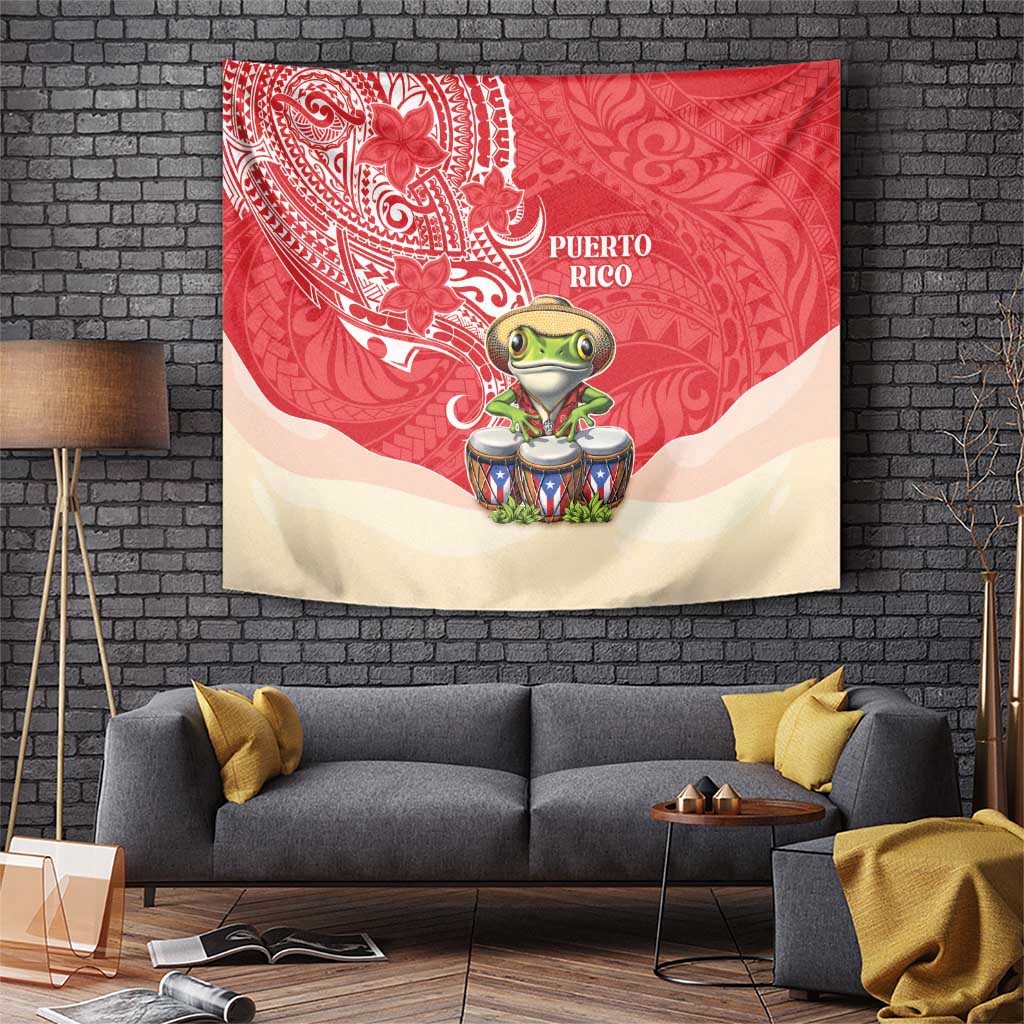 Puerto Rico Tapestry Coqui Frog With Polynesian Pattern - Polynesian Pride