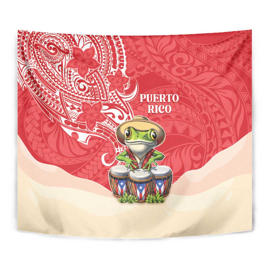 Puerto Rico Tapestry Coqui Frog With Polynesian Pattern - Polynesian Pride