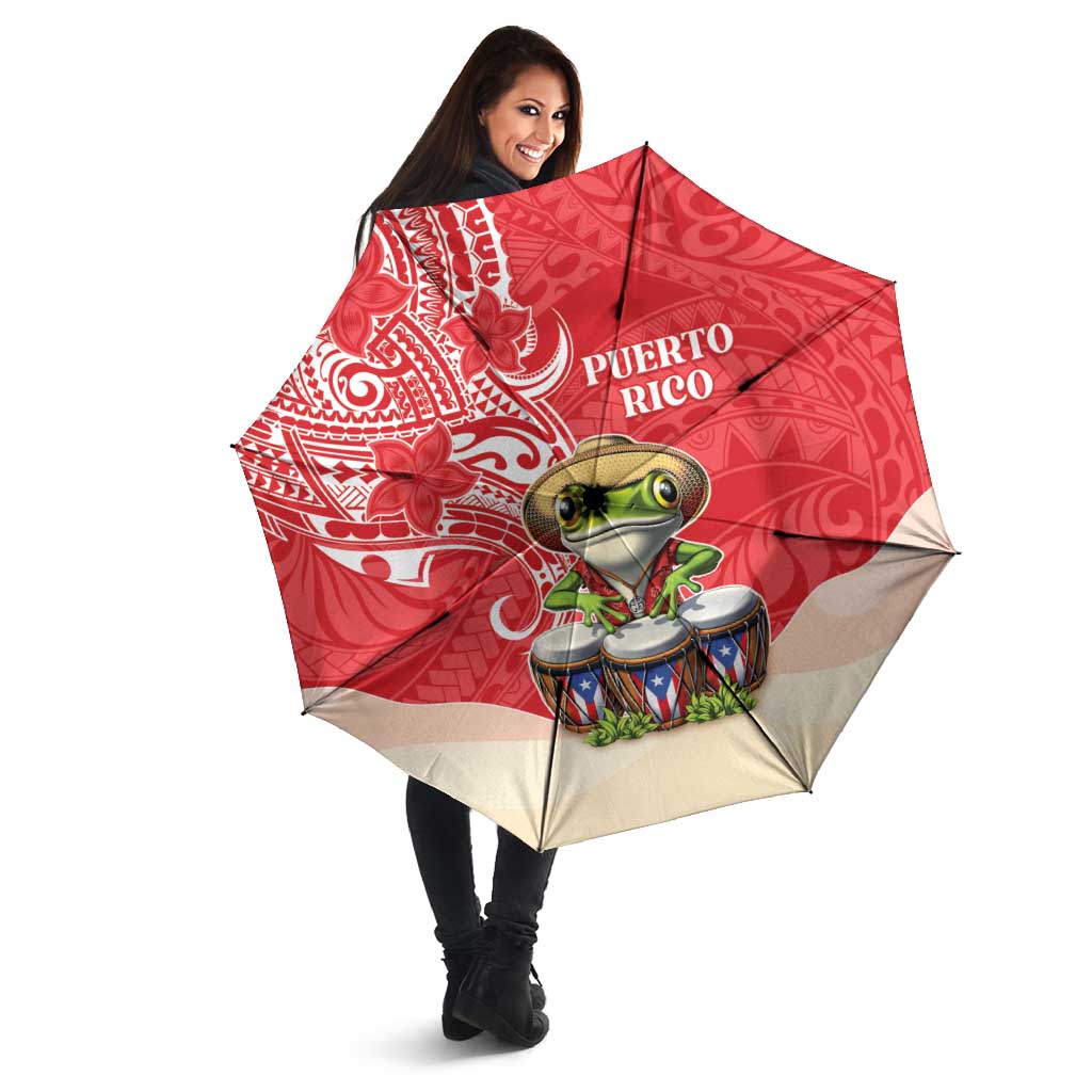 Puerto Rico Umbrella Coqui Frog With Polynesian Pattern - Polynesian Pride