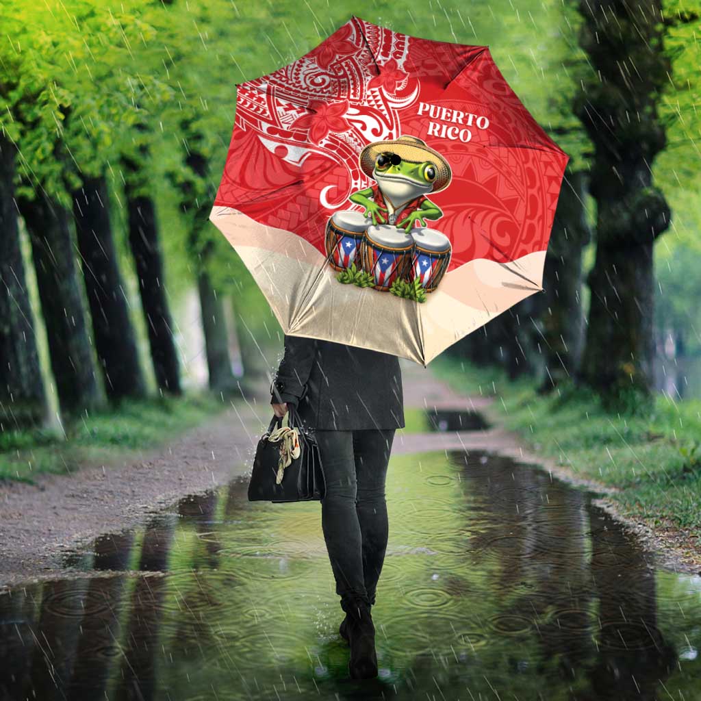 Puerto Rico Umbrella Coqui Frog With Polynesian Pattern - Polynesian Pride