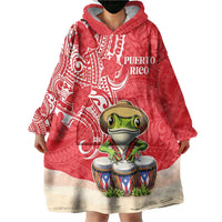 Personalized Puerto Rico Wearable Blanket Hoodie Coqui Frog With Polynesian Pattern LT05 - Polynesian Pride