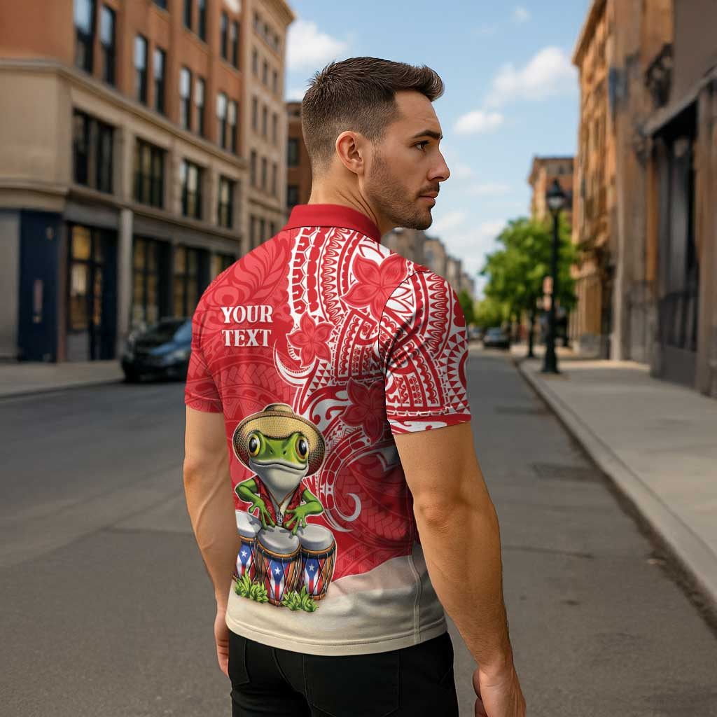 Personalized Puerto Rico Zipper Polo Shirt Coqui Frog With Polynesian Pattern LT05 - Polynesian Pride
