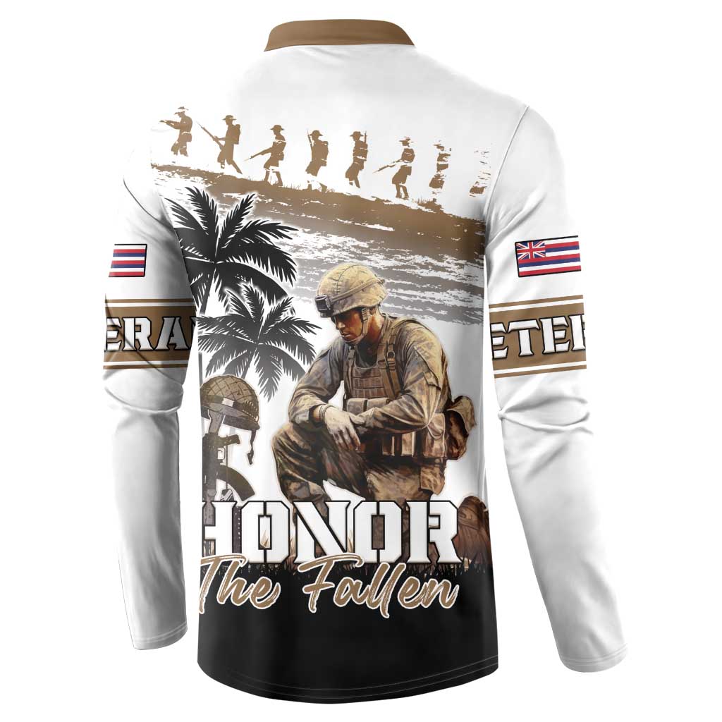 Hawaii Veterans Day Button Sweatshirt Honor The Fallen Flag Grunge Style LT05 - Polynesian Pride