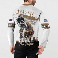Hawaii Veterans Day Button Sweatshirt Honor The Fallen Flag Grunge Style LT05 - Polynesian Pride