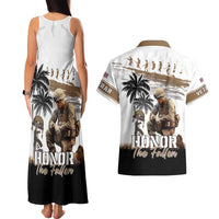 Hawaii Veterans Day Couples Matching Tank Maxi Dress and Hawaiian Shirt Honor The Fallen Flag Grunge Style LT05 - Polynesian Pride