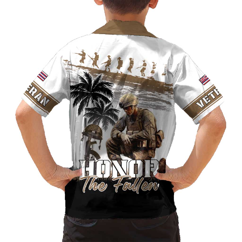 Hawaii Veterans Day Family Matching Tank Maxi Dress and Hawaiian Shirt Honor The Fallen Flag Grunge Style