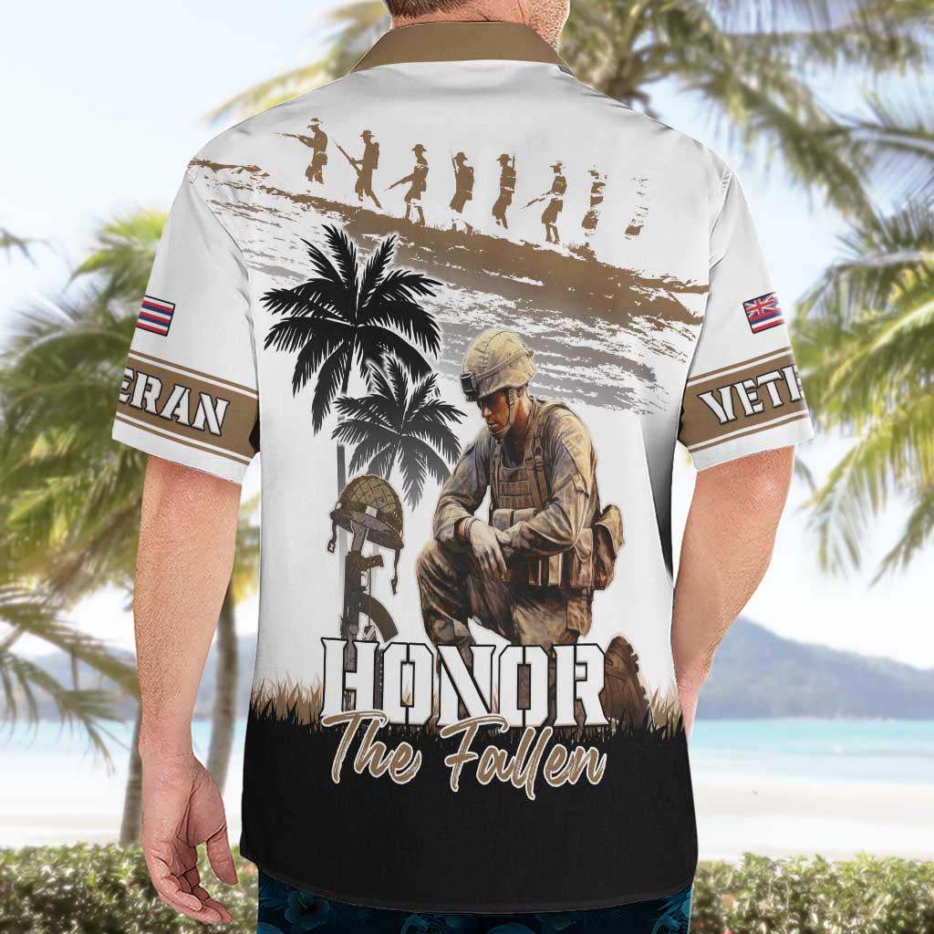 Hawaii Veterans Day Hawaiian Shirt Honor The Fallen Flag Grunge Style LT05 - Polynesian Pride