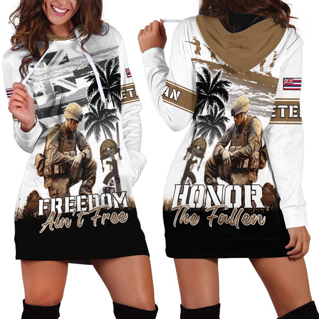 Hawaii Veterans Day Hoodie Dress Honor The Fallen Flag Grunge Style LT05 - Polynesian Pride