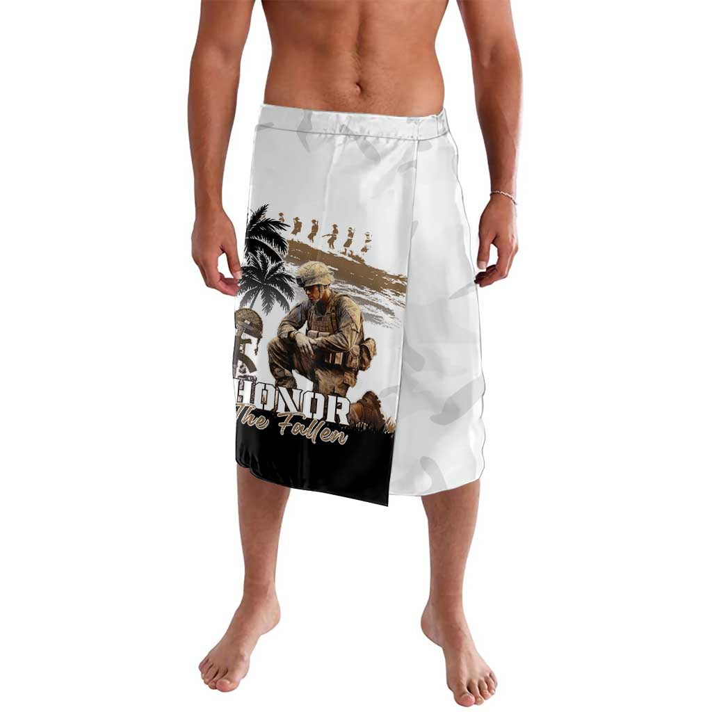 Hawaii Veterans Day Lavalava Honor The Fallen Flag Grunge Style LT05 White - Polynesian Pride