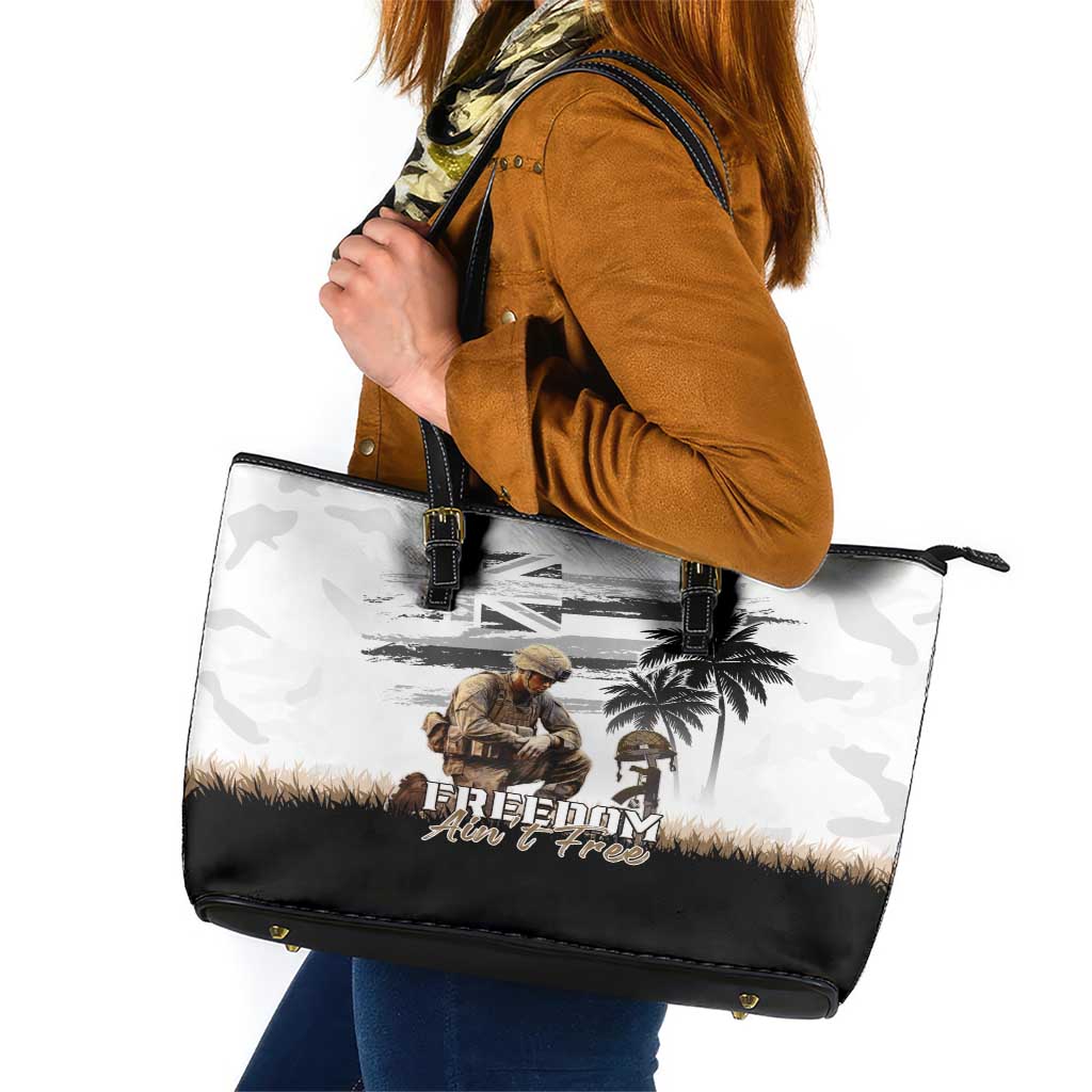 Hawaii Veterans Day Leather Tote Bag Honor The Fallen Flag Grunge Style