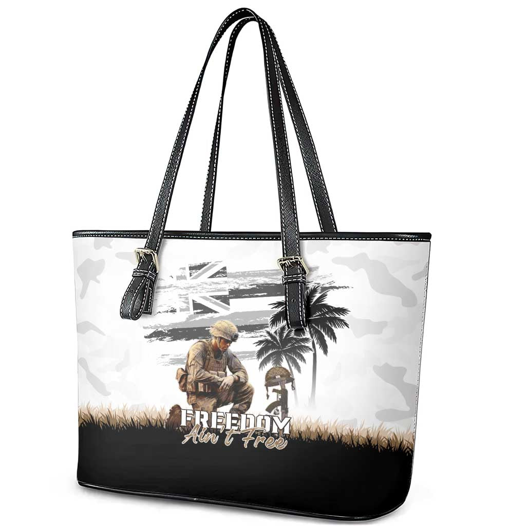 Hawaii Veterans Day Leather Tote Bag Honor The Fallen Flag Grunge Style LT05 - Polynesian Pride