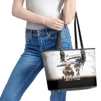 Hawaii Veterans Day Leather Tote Bag Honor The Fallen Flag Grunge Style LT05 - Polynesian Pride