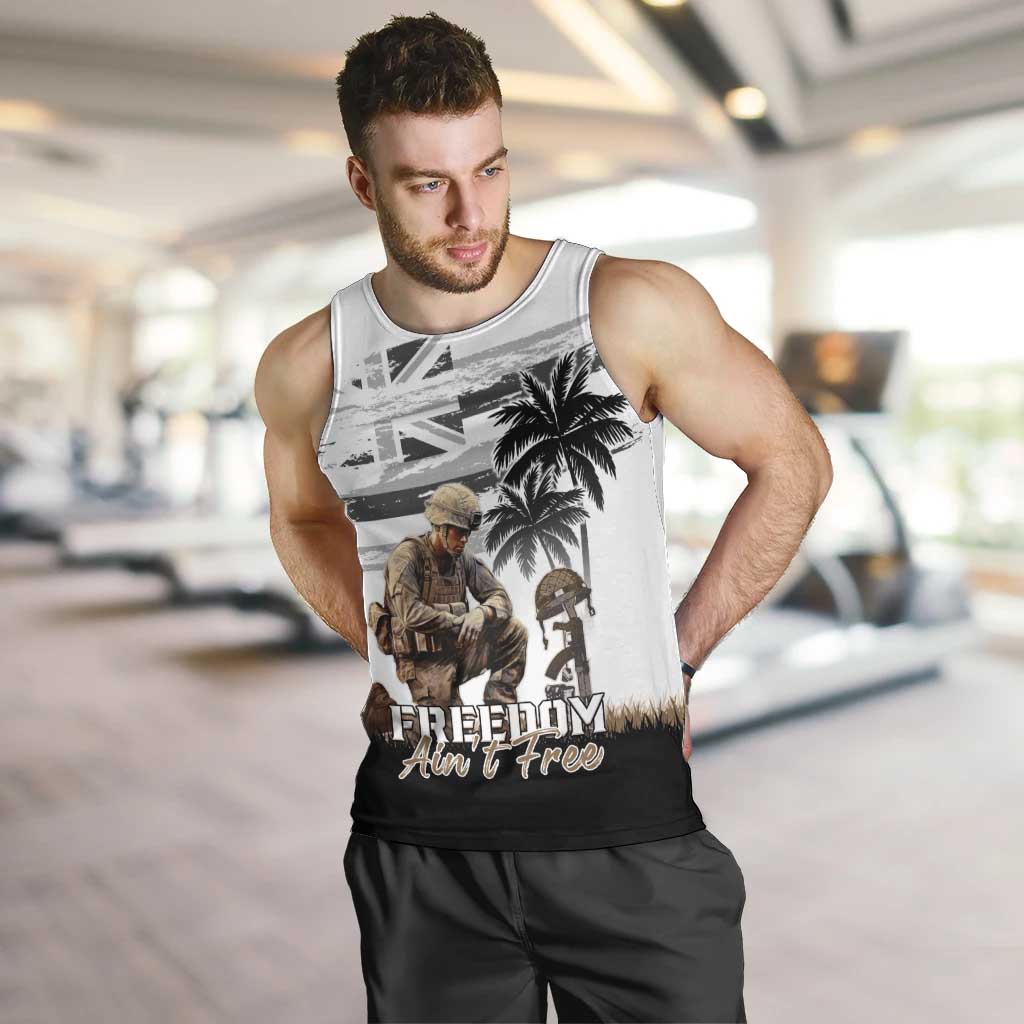 Hawaii Veterans Day Men Tank Top Honor The Fallen Flag Grunge Style LT05 White - Polynesian Pride