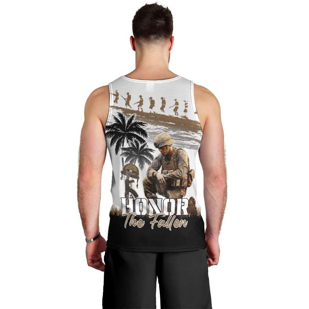 Hawaii Veterans Day Men Tank Top Honor The Fallen Flag Grunge Style LT05 - Polynesian Pride