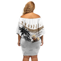 Hawaii Veterans Day Off Shoulder Short Dress Honor The Fallen Flag Grunge Style LT05 - Polynesian Pride