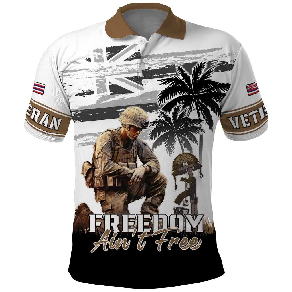 Hawaii Veterans Day Polo Shirt Honor The Fallen Flag Grunge Style