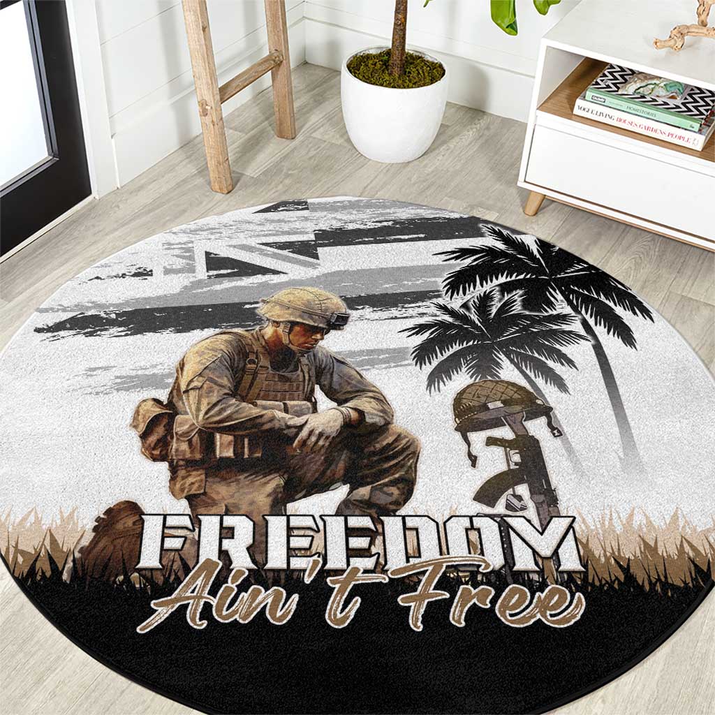 Hawaii Veterans Day Round Carpet Honor The Fallen Flag Grunge Style