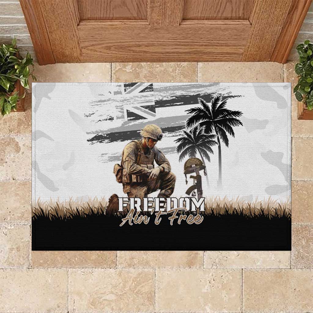 Hawaii Veterans Day Rubber Doormat Honor The Fallen Flag Grunge Style LT05 White - Polynesian Pride