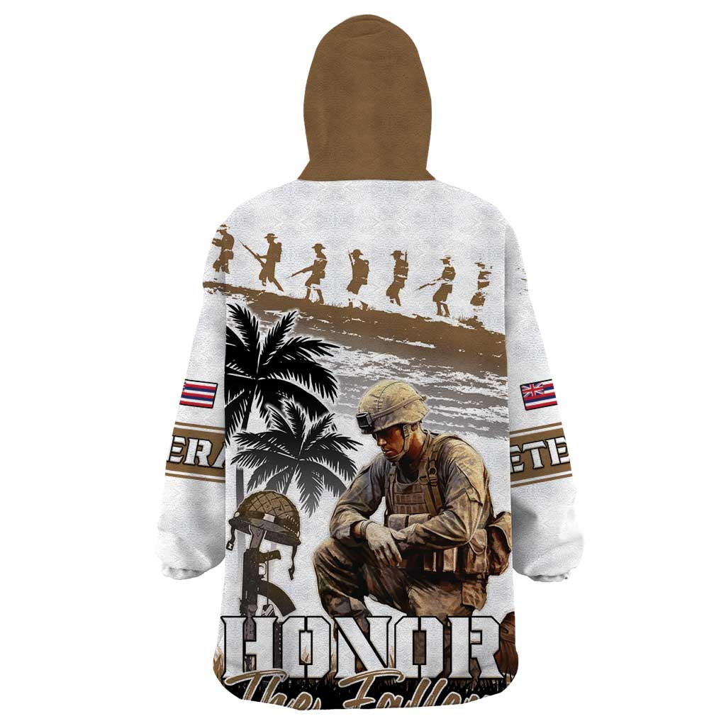 Hawaii Veterans Day Wearable Blanket Hoodie Honor The Fallen Flag Grunge Style LT05 - Polynesian Pride