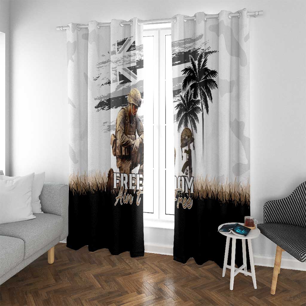 Hawaii Veterans Day Window Curtain Honor The Fallen Flag Grunge Style LT05 With Grommets White - Polynesian Pride