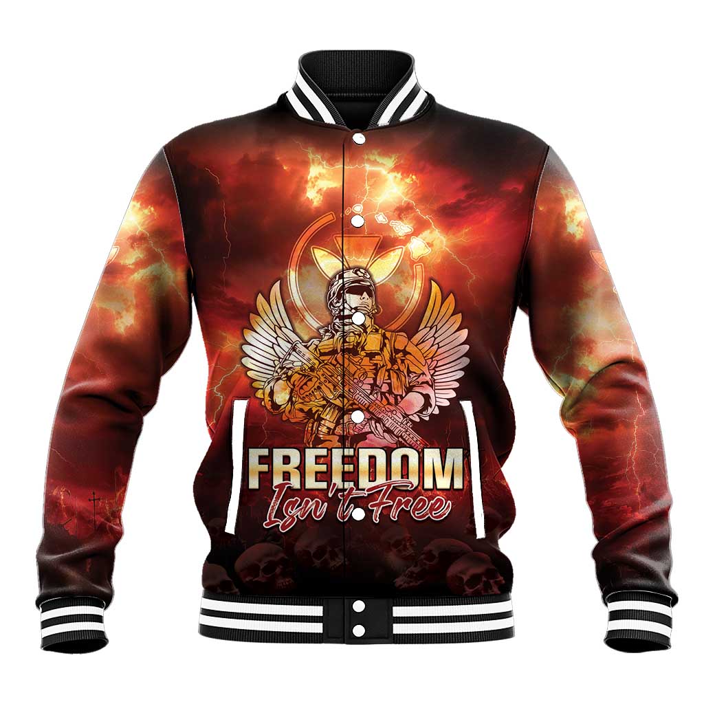 Hawaii Veterans Day Baseball Jacket May We Never Forget Freedom Isn't Free LT05 Unisex Red - Polynesian Pride