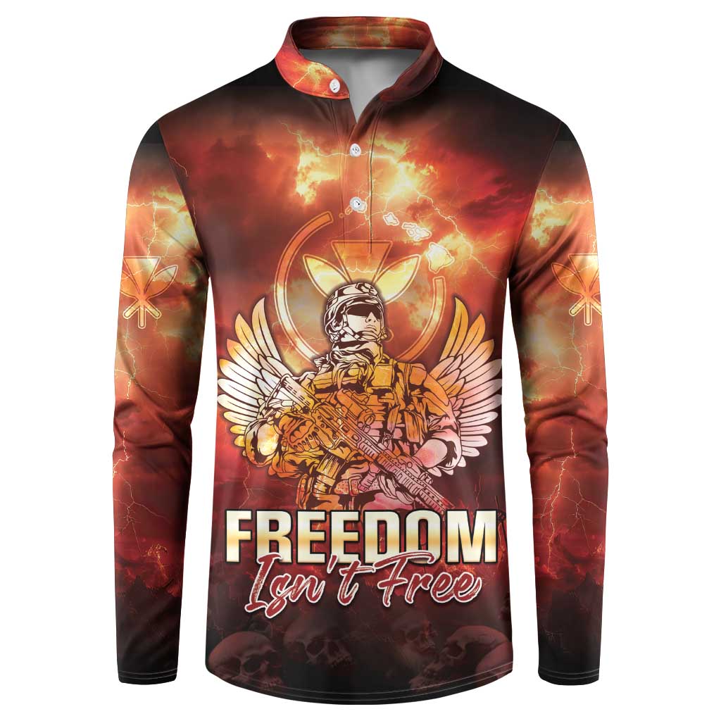 Hawaii Veterans Day Button Sweatshirt May We Never Forget Freedom Isn't Free LT05 Red - Polynesian Pride