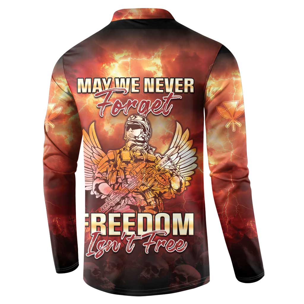 Hawaii Veterans Day Button Sweatshirt May We Never Forget Freedom Isn't Free LT05 - Polynesian Pride