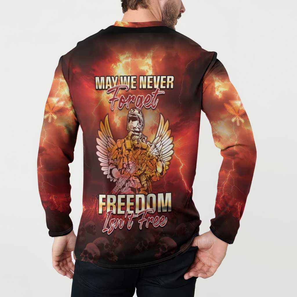 Hawaii Veterans Day Button Sweatshirt May We Never Forget Freedom Isn't Free LT05 - Polynesian Pride