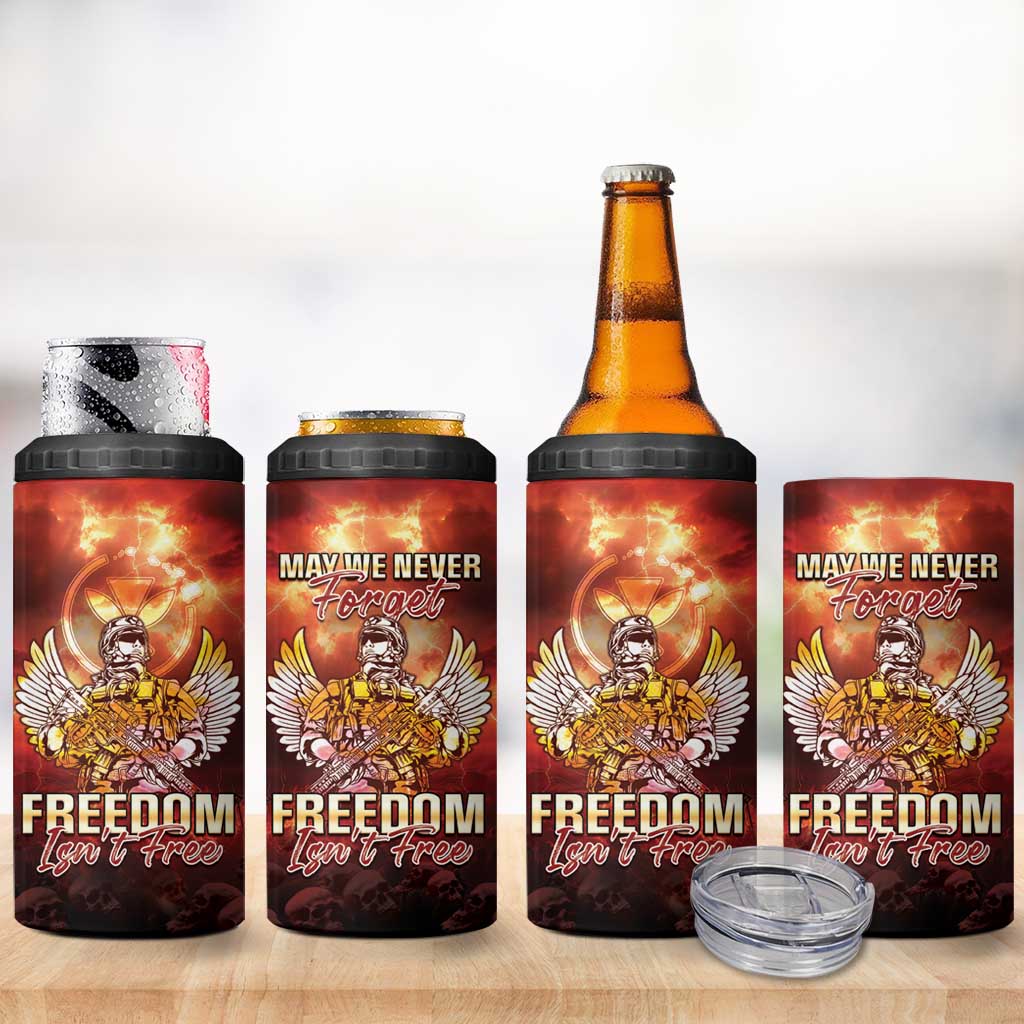 Hawaii Veterans Day 4 in 1 Can Cooler Tumbler May We Never Forget Freedom Isn't Free