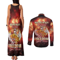 Hawaii Veterans Day Couples Matching Tank Maxi Dress and Long Sleeve Button Shirt May We Never Forget Freedom Isn't Free LT05 - Polynesian Pride
