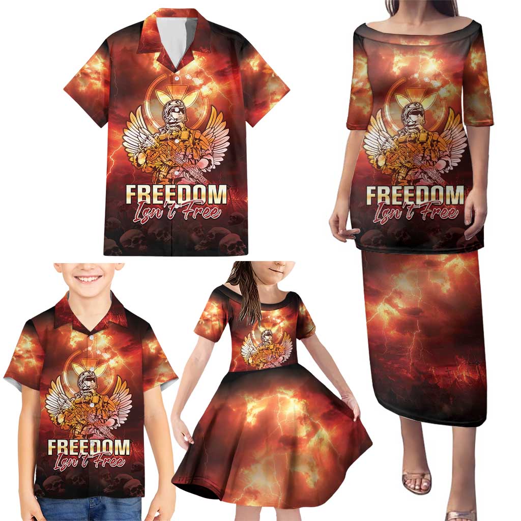 Hawaii Veterans Day Family Matching Puletasi and Hawaiian Shirt May We Never Forget Freedom Isn't Free LT05 - Polynesian Pride