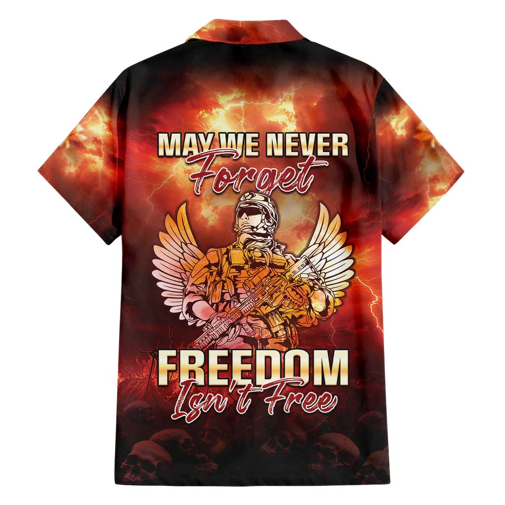 Hawaii Veterans Day Family Matching Short Sleeve Bodycon Dress and Hawaiian Shirt May We Never Forget Freedom Isn't Free
