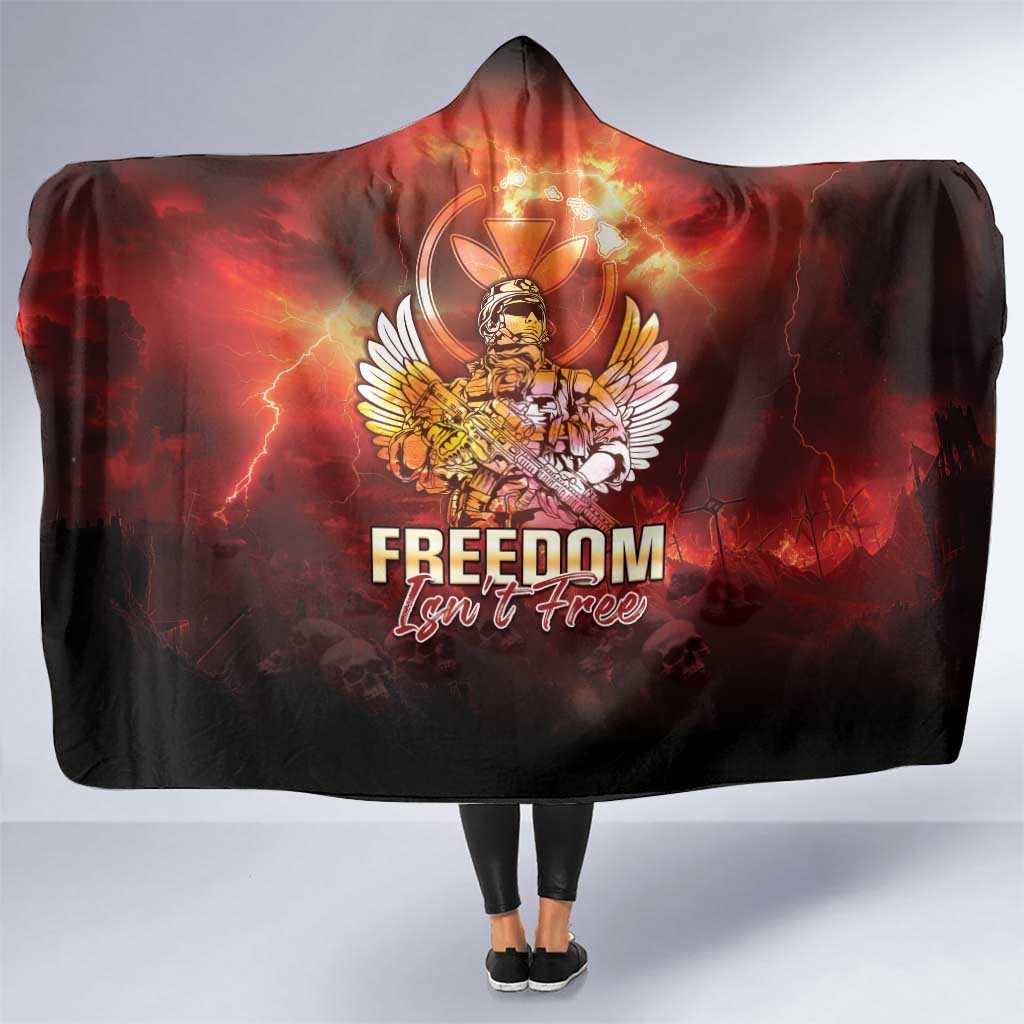 Hawaii Veterans Day Hooded Blanket May We Never Forget Freedom Isn't Free