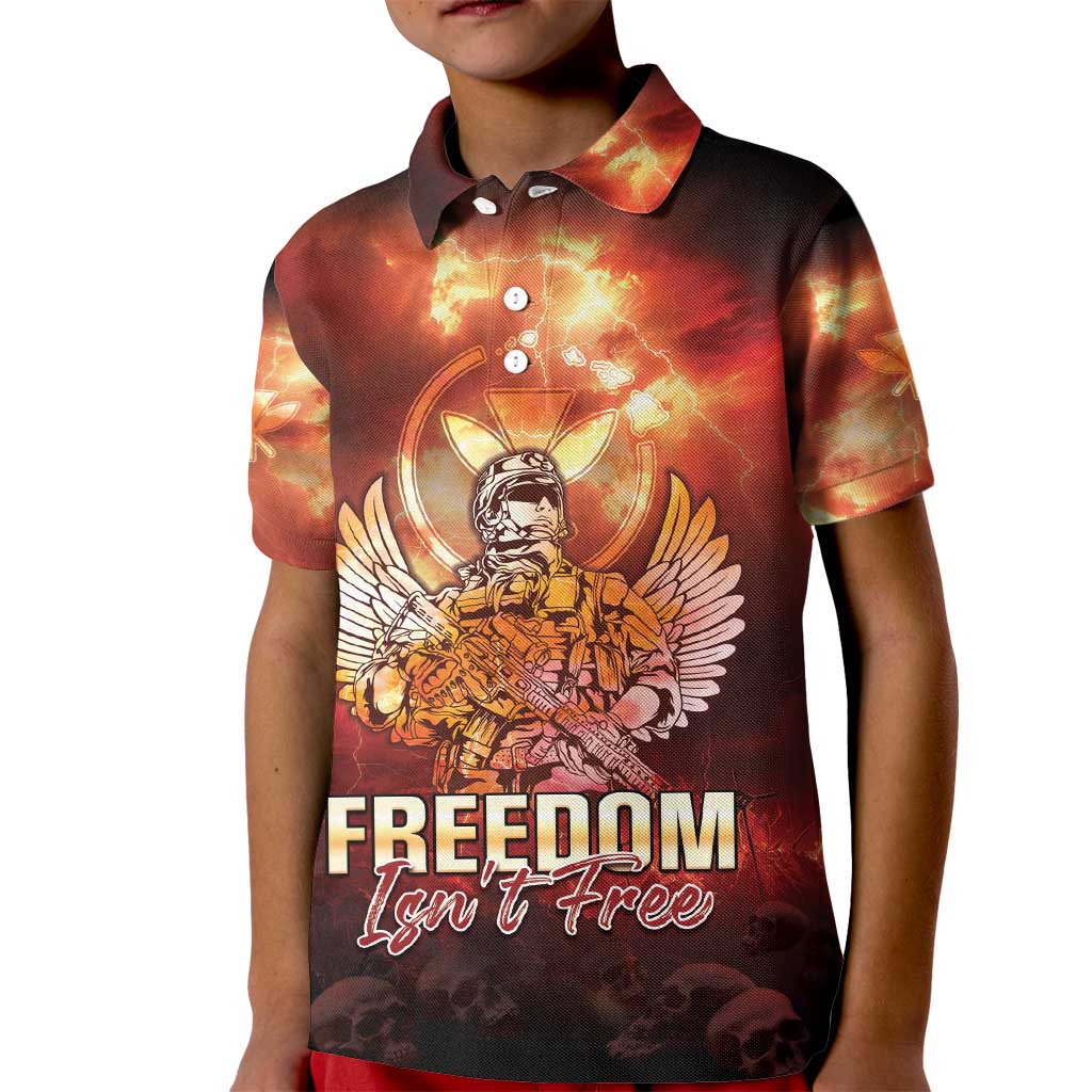 Hawaii Veterans Day Kid Polo Shirt May We Never Forget Freedom Isn't Free