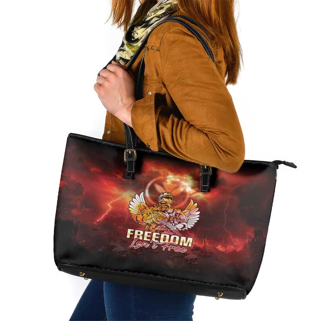 Hawaii Veterans Day Leather Tote Bag May We Never Forget Freedom Isn't Free LT05 Red - Polynesian Pride