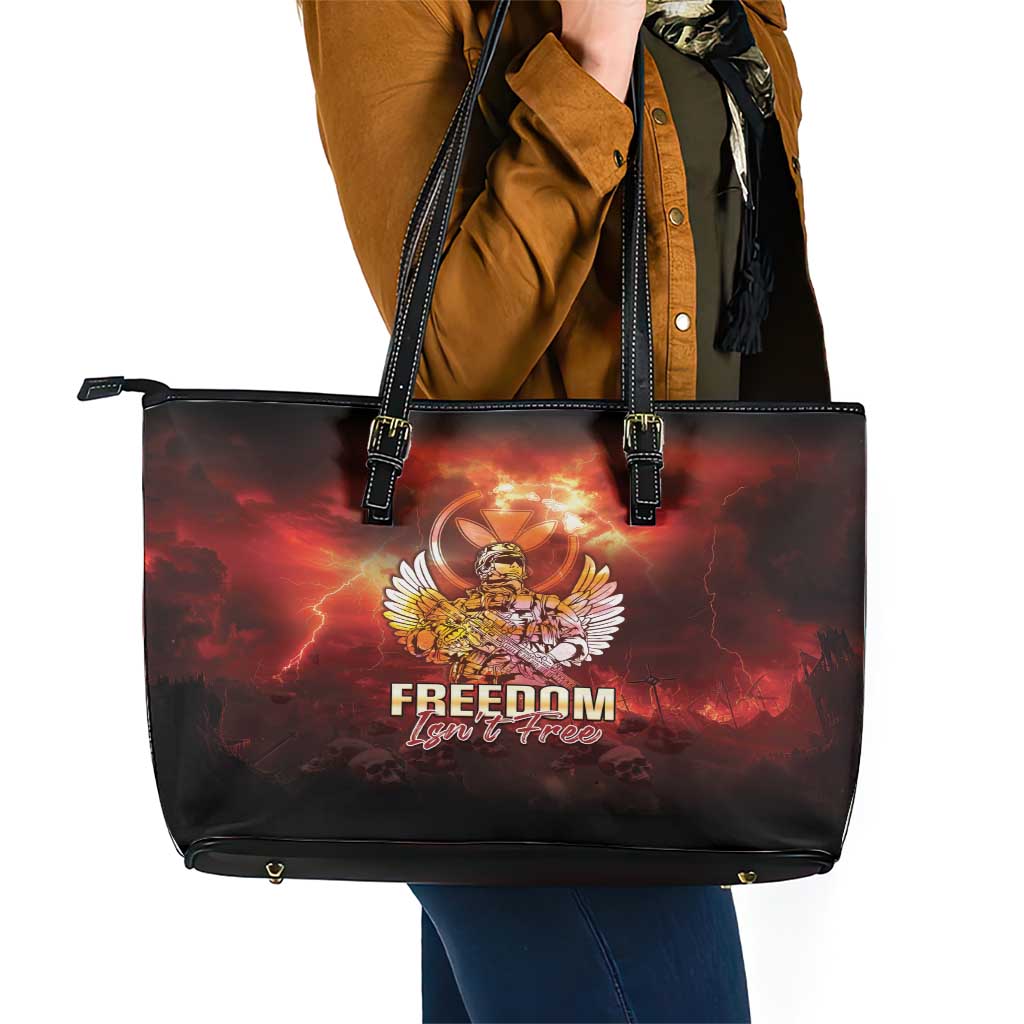 Hawaii Veterans Day Leather Tote Bag May We Never Forget Freedom Isn't Free LT05 - Polynesian Pride