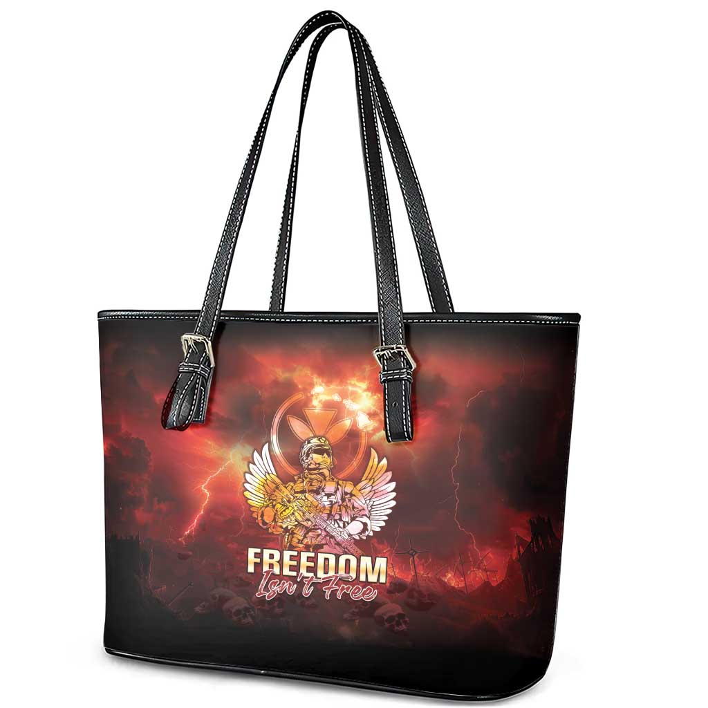 Hawaii Veterans Day Leather Tote Bag May We Never Forget Freedom Isn't Free LT05 - Polynesian Pride