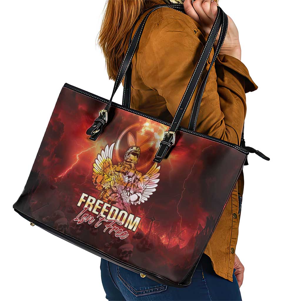 Hawaii Veterans Day Leather Tote Bag May We Never Forget Freedom Isn't Free LT05 - Polynesian Pride