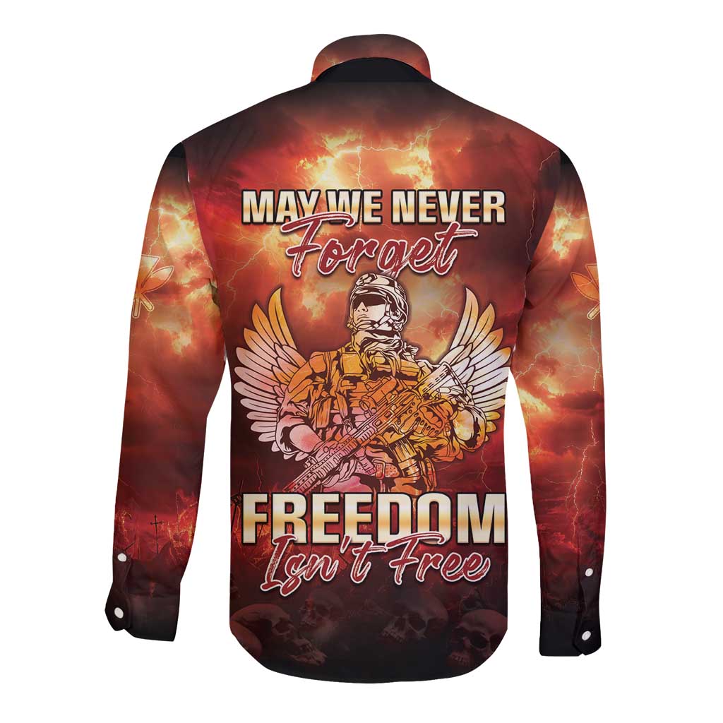 Hawaii Veterans Day Long Sleeve Button Shirt May We Never Forget Freedom Isn't Free