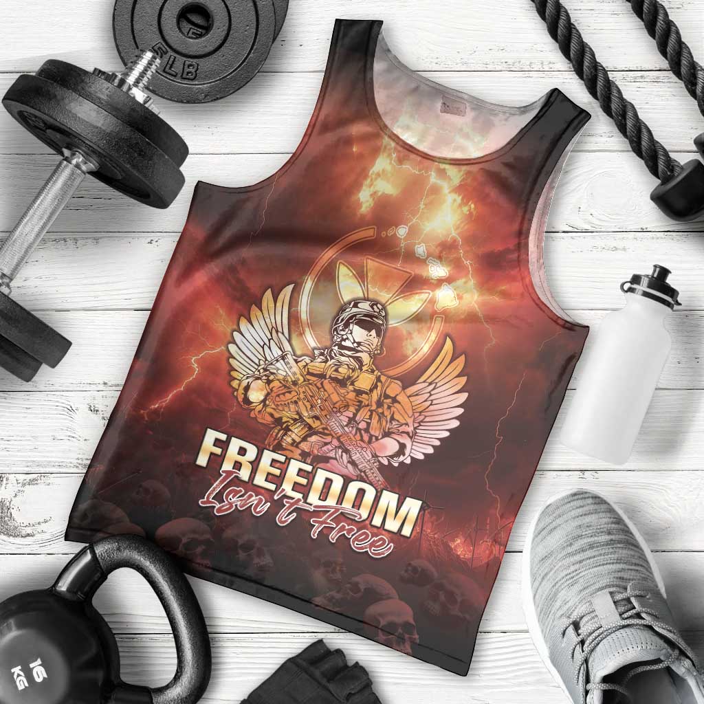 Hawaii Veterans Day Men Tank Top May We Never Forget Freedom Isn't Free LT05 - Polynesian Pride