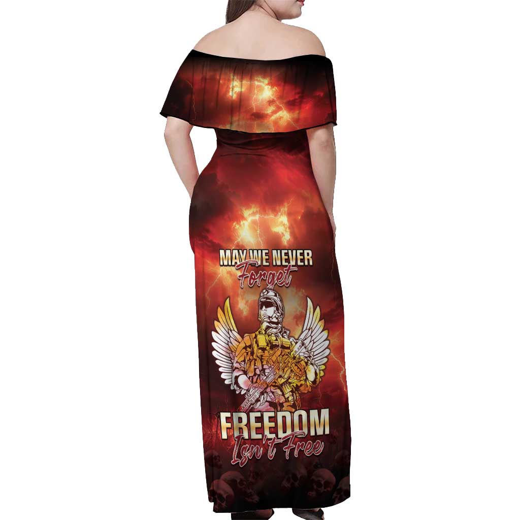 Hawaii Veterans Day Off Shoulder Maxi Dress May We Never Forget Freedom Isn't Free LT05 - Polynesian Pride