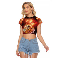 Hawaii Veterans Day Raglan Cropped T Shirt May We Never Forget Freedom Isn't Free LT05 Female Red - Polynesian Pride